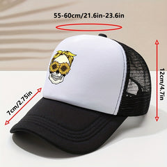Adjustable Unisex Baseball Cap with Skull Print for Outdoor Sport