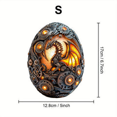 Steampunk Dragon Egg Wooden Puzzle Intricate Gear & Flame Animal Shape