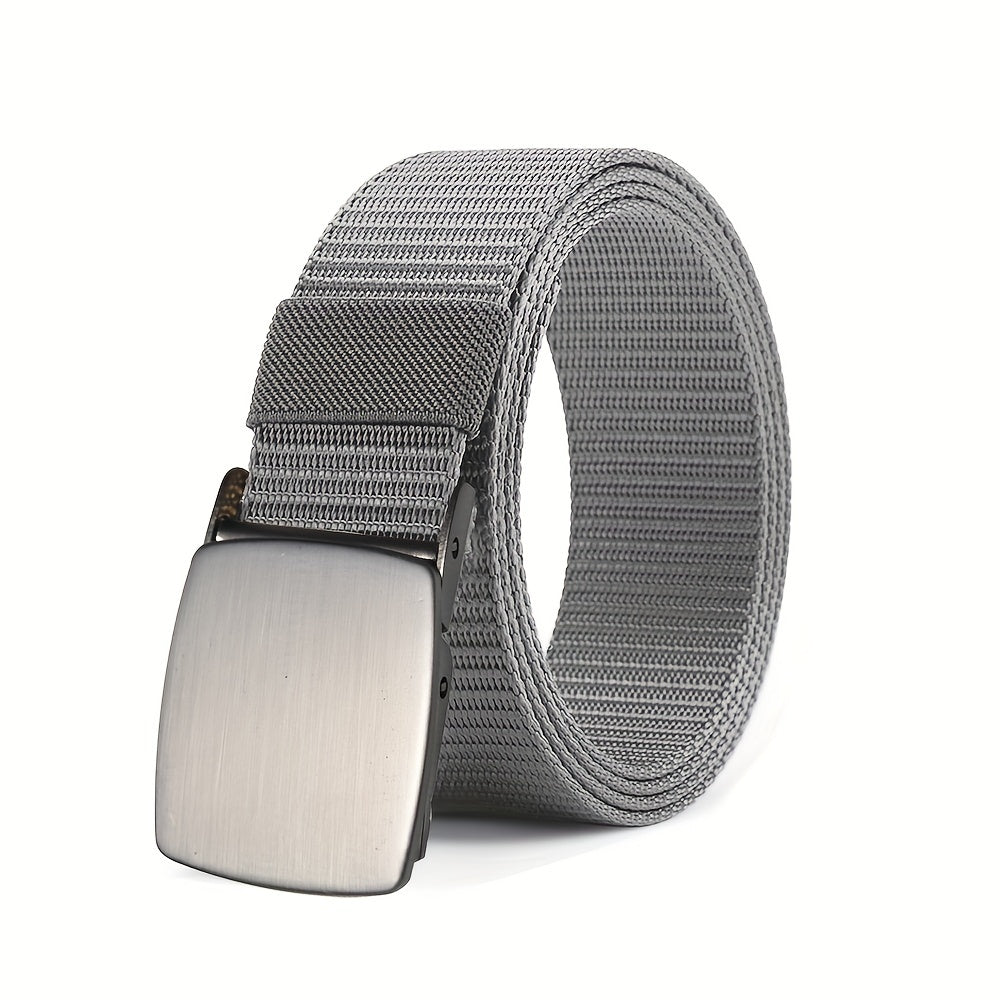 Men's Grey Military Webbing Canvas Waist Belt for Outdoor Sport