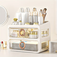 2 Layer Transparent Storage Box With Top Cover Cosmetics Drawer Style