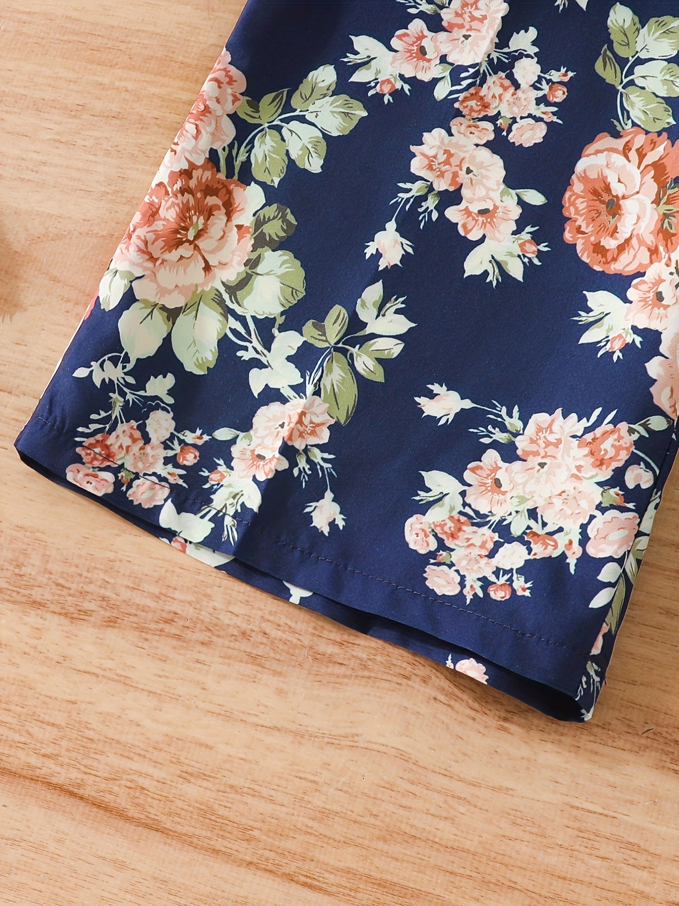 Girls' Butterfly Sleeves Floral Print Wide Leg Jumpsuit