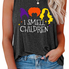  Halloween Casual Tank Top Women's Plus Slogan & Graphic Print