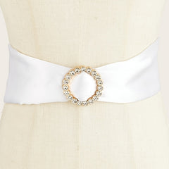 Women Belt Buckle Scarf with Rhinestone Decor