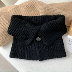 Button Knitted Scarf - Short Neck Protection Warm Windproof Elastic Neck Sca