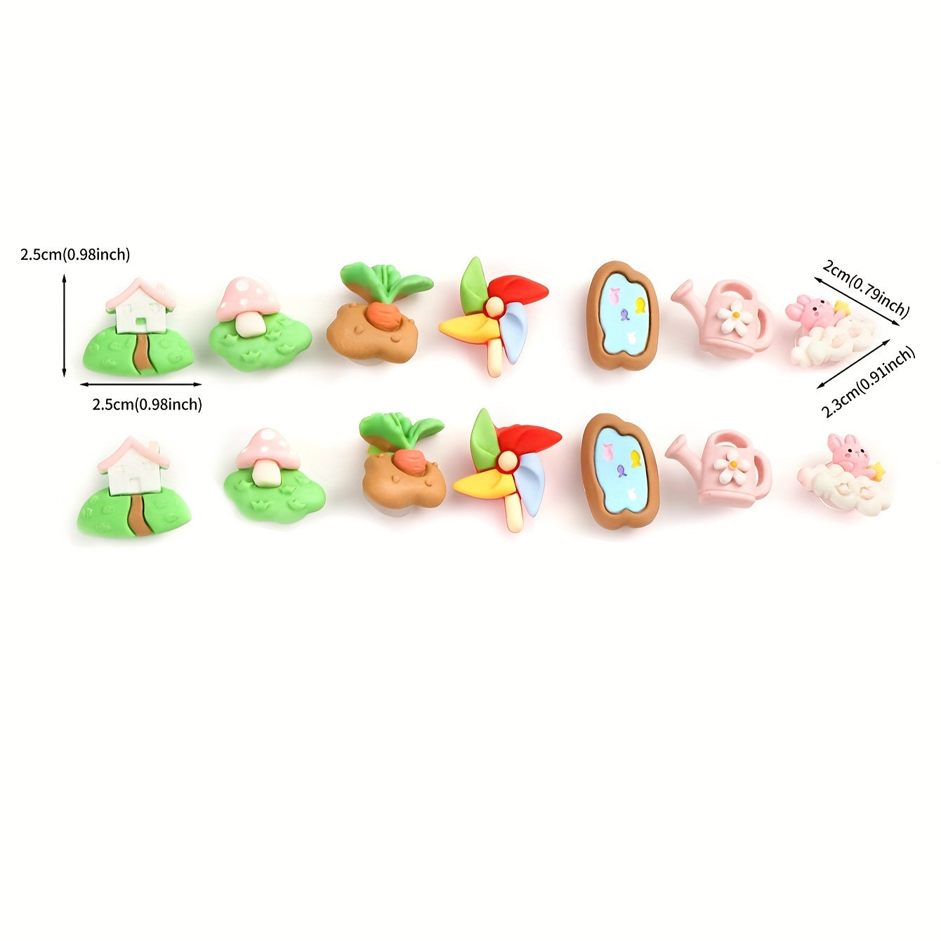 14pcs Little Bunny Green Plant Small Fish Shoe Flower Crocs Shoe Decoration