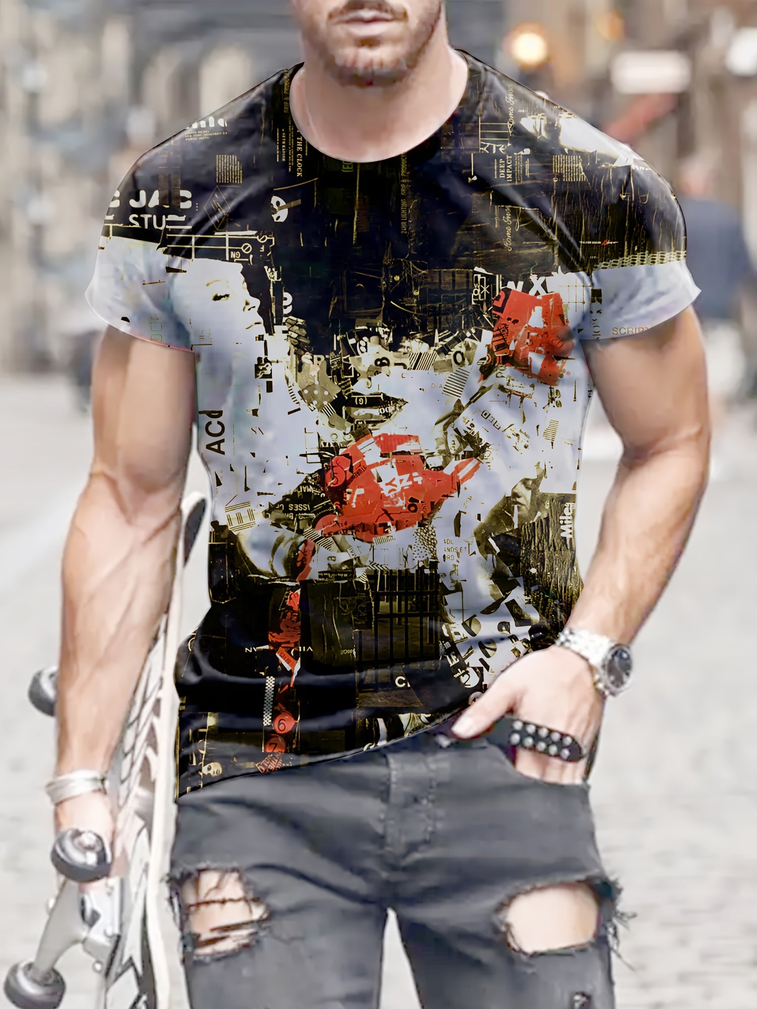 Men's Short Sleeve Graphic Tee Summer T-shirt