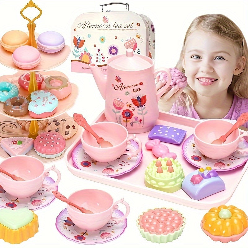 Pretend Play Toy Tea Set Tableware Kitchen Play Afternoon Tea Game