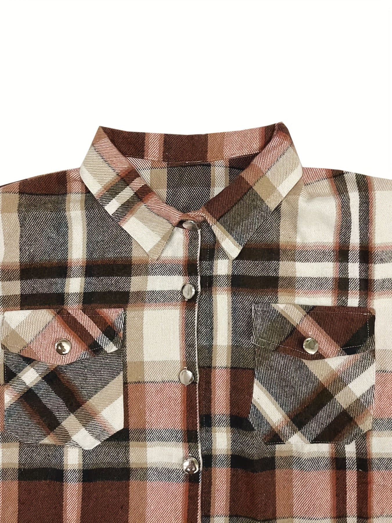  Women's Plaid Print Button Up Shirt Top