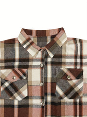  Women's Plaid Print Button Up Shirt Top