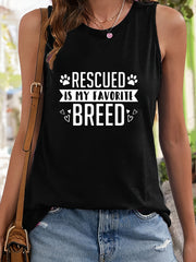 Paw & Letter Print Sleeveless Sports Vest for Women
