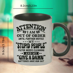 Creative Letter Printed Ceramic Mug 11oz Portable Coffee Cup for Travel