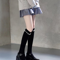 2 Pairs College Style Knee High Socks Women's Stockings