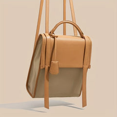 Colorblock Backpack Square Flap Preppy School Rucksack