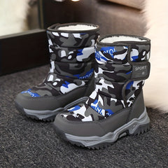Boys Camo Comfort Snow Boots Soft Warm Plus Fleece Outdoor Walking Hiking