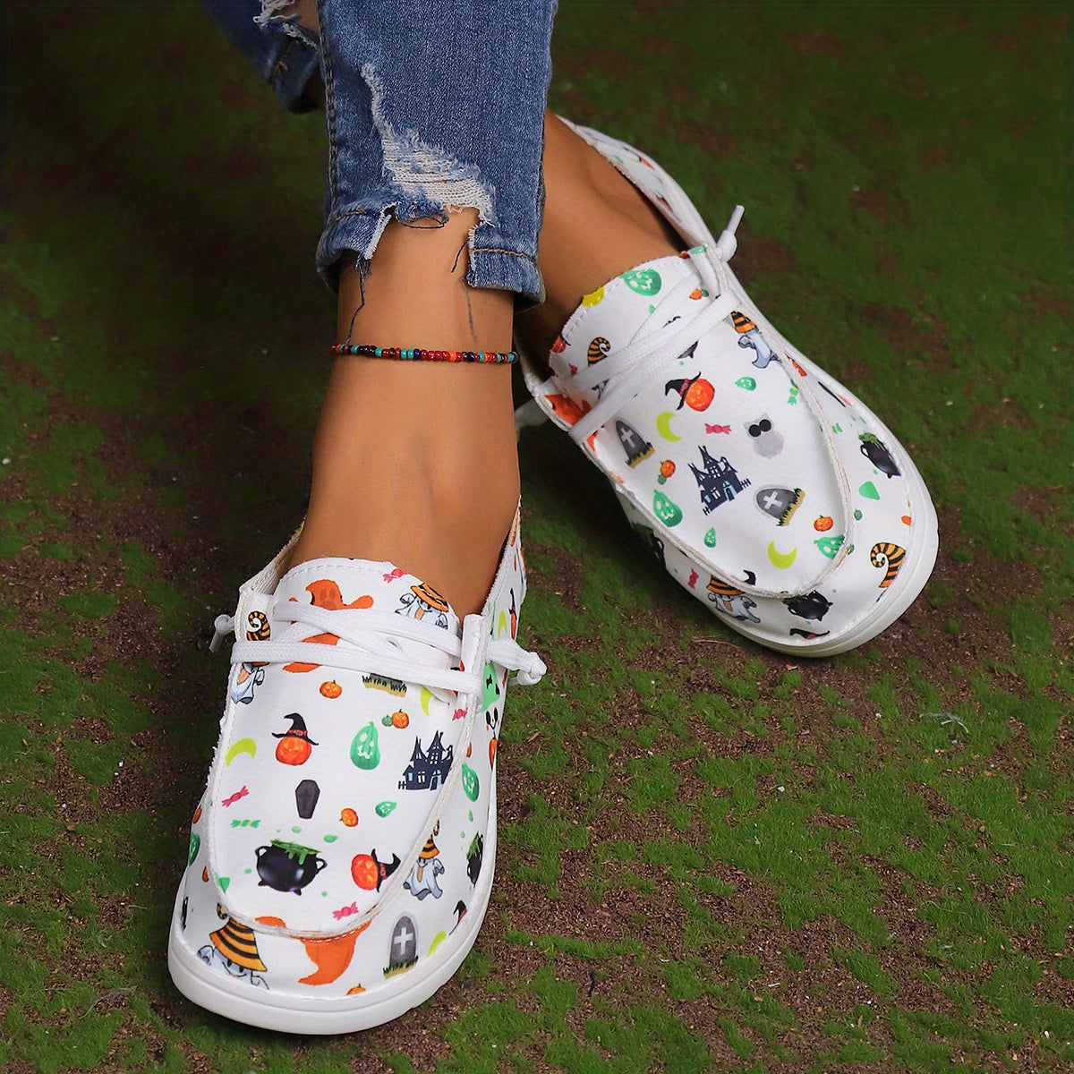 Halloween Ghost Pattern Skate Shoes Soft Comfortable Canvas Sneakers