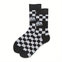 4 Pairs Plaid Crew Socks Women's Stockings Mid Tube Comfy Breathable