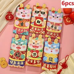 6 12pcs Dragon Year Red Envelope Cartoon 3D Lucky Universal Red Envelope