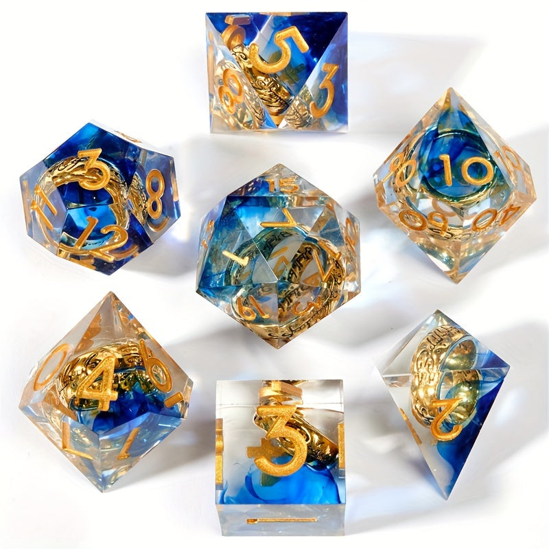 7pcs Sharp Edge Quicksand Eyeball Polyhedral Dice Set for Cosplay Games