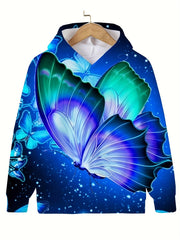 Night Butterfly Hooded Pullover for Boys and Girls