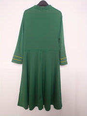  Long Sleeve Stand Collar A Line Dress