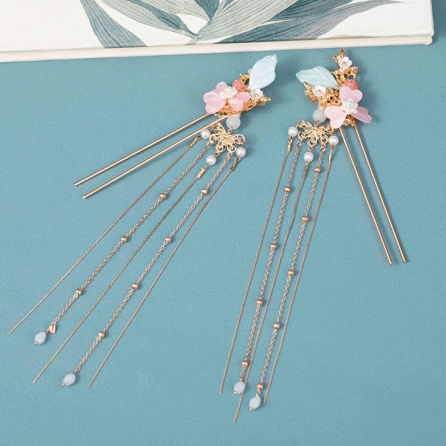 Ancient Style Flower Headdress Set Hairpin Earrings Women's Hair Accessories