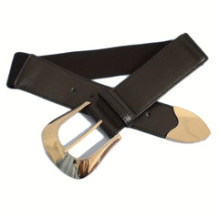 Elastic Waistband Dress Girdle Belt Golden Pin Buckle