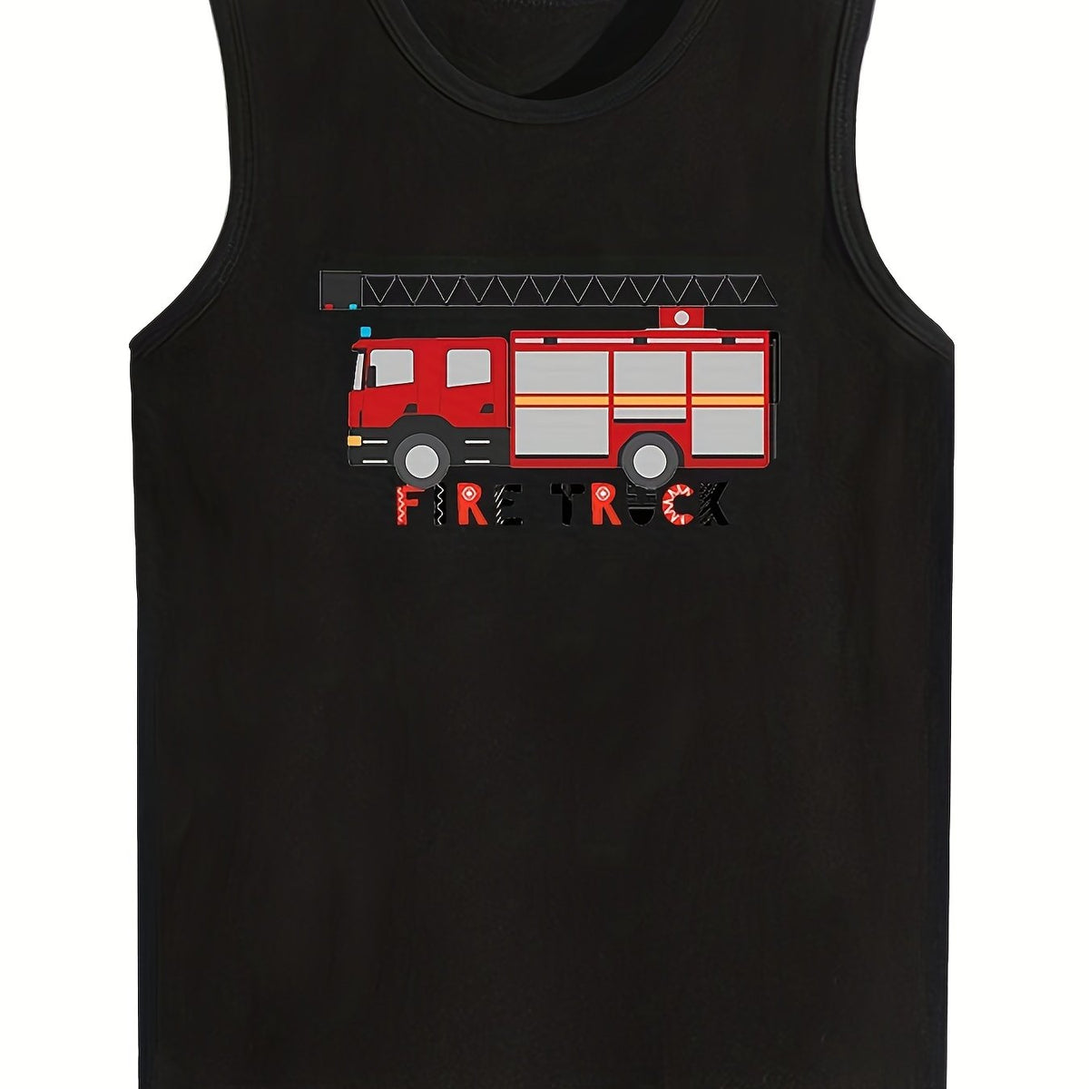 Boys Fire Truck Graphic Sleeveless Tank Top