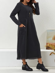  Lace Sleeve Maxi Dress with Pockets