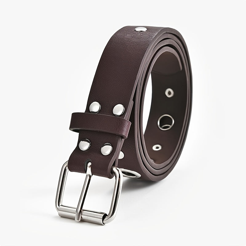 Women Double Grommet Leather Casual Jean Belt