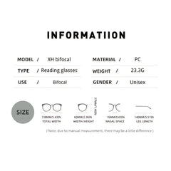 Dual Light Anti Drop Reading Glasses Plastic Frame Unisex