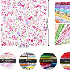 50pcs 25 9 8 9 8in Cotton Fabric Scraps 100% Cotton DIY