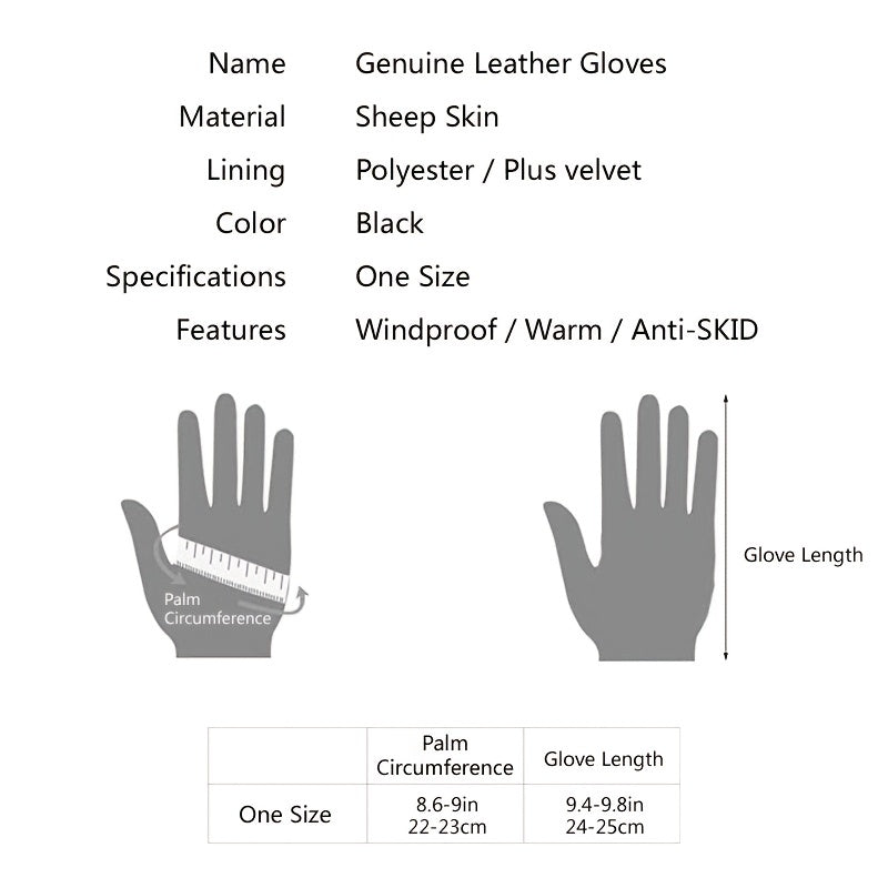 Men's Leather Gloves Winter Warm Plus Velvet Thick Gloves