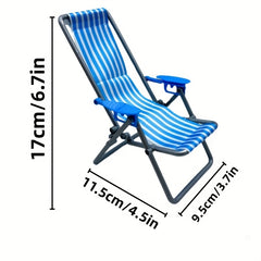 Mini Beach Chair Folding Canvas Striped Dollhouse Accessory