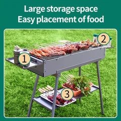 Portable Charcoal Grill with Storage Board for Camping, Hiking, Picnics