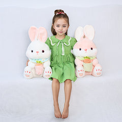 Fluffy Bunny Plush Toy Soft Rabbit Stuffed Animal Carrot Eyes