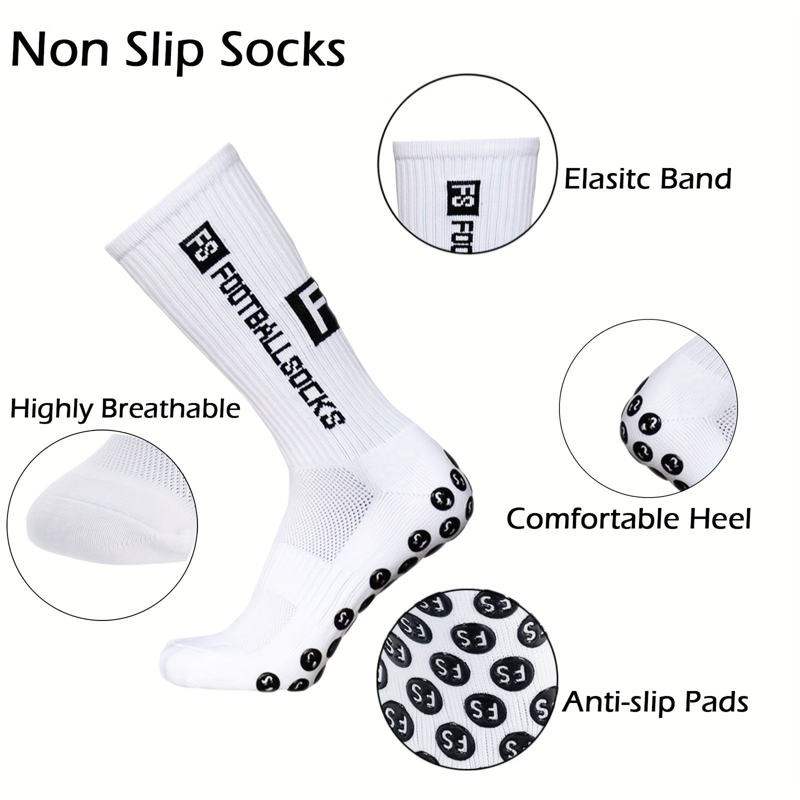 3 Pairs Men's Non-Slip Soccer Socks Breathable Sports Socks