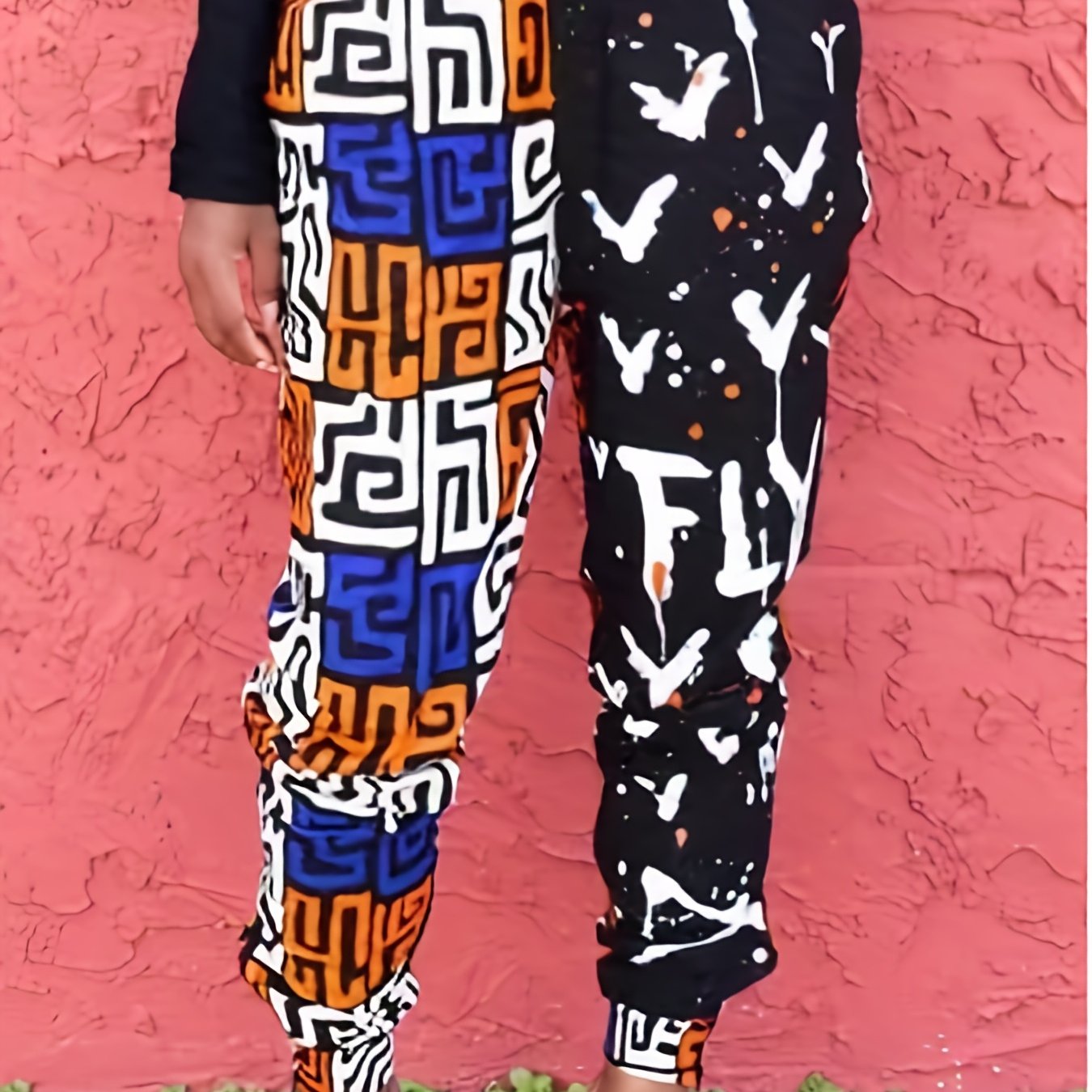  Casual Pants Women's Colorblock Geometric Print Crop Trousers