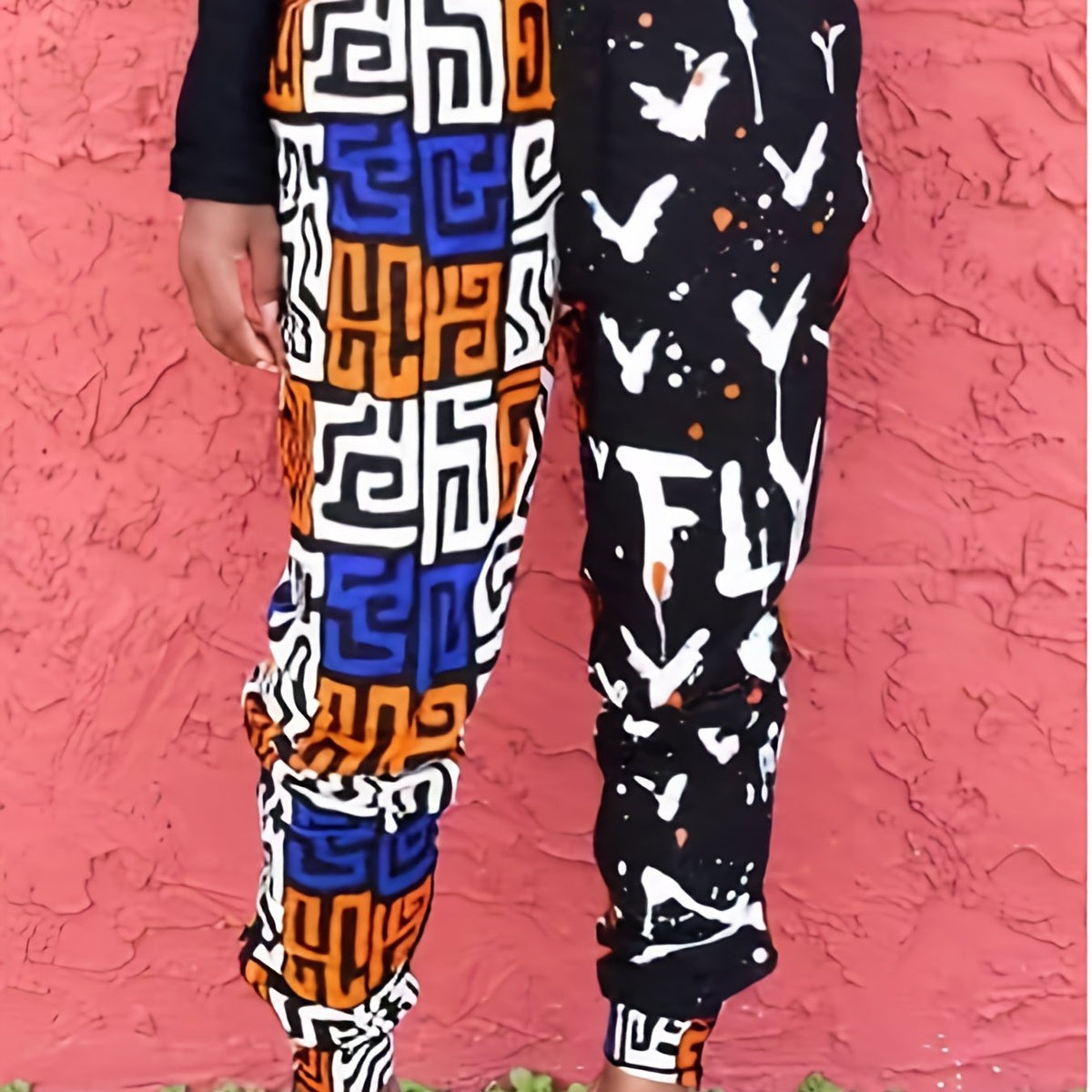  Casual Pants Women's Colorblock Geometric Print Crop Trousers