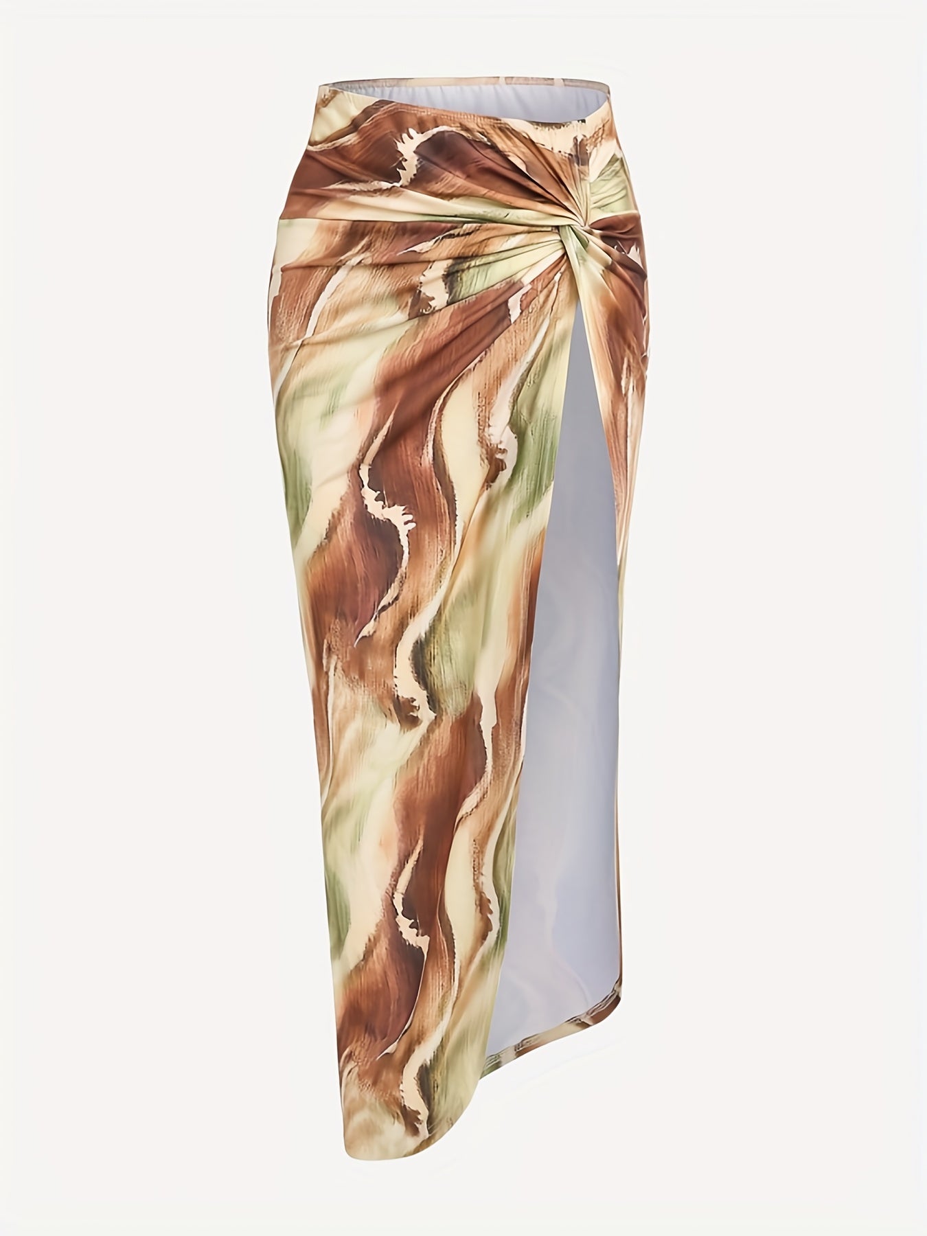 Sexy Marble Print Two piece Skirt Set Crop Cami Top & Split Skirt