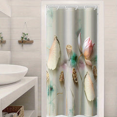 Lotus Pattern Shower Curtain Waterproof Polyester Bath Curtain