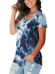  Tie Dye V Neck T Shirt