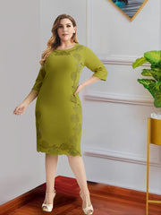  Hollow Out Half Sleeve Midi Dress