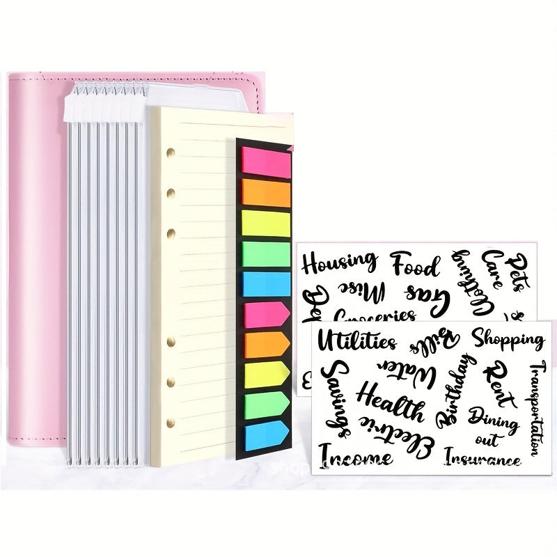 A6 Budget Book Macaron PU Binder Cash Hand Book