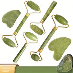 Jade Roller & Gua Sha Facial Massager for Face Eyes Neck and Body