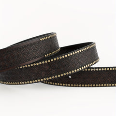 Men's Floral Pin Buckle Belt PU Leather Casual Jeans Pants Waist Strap