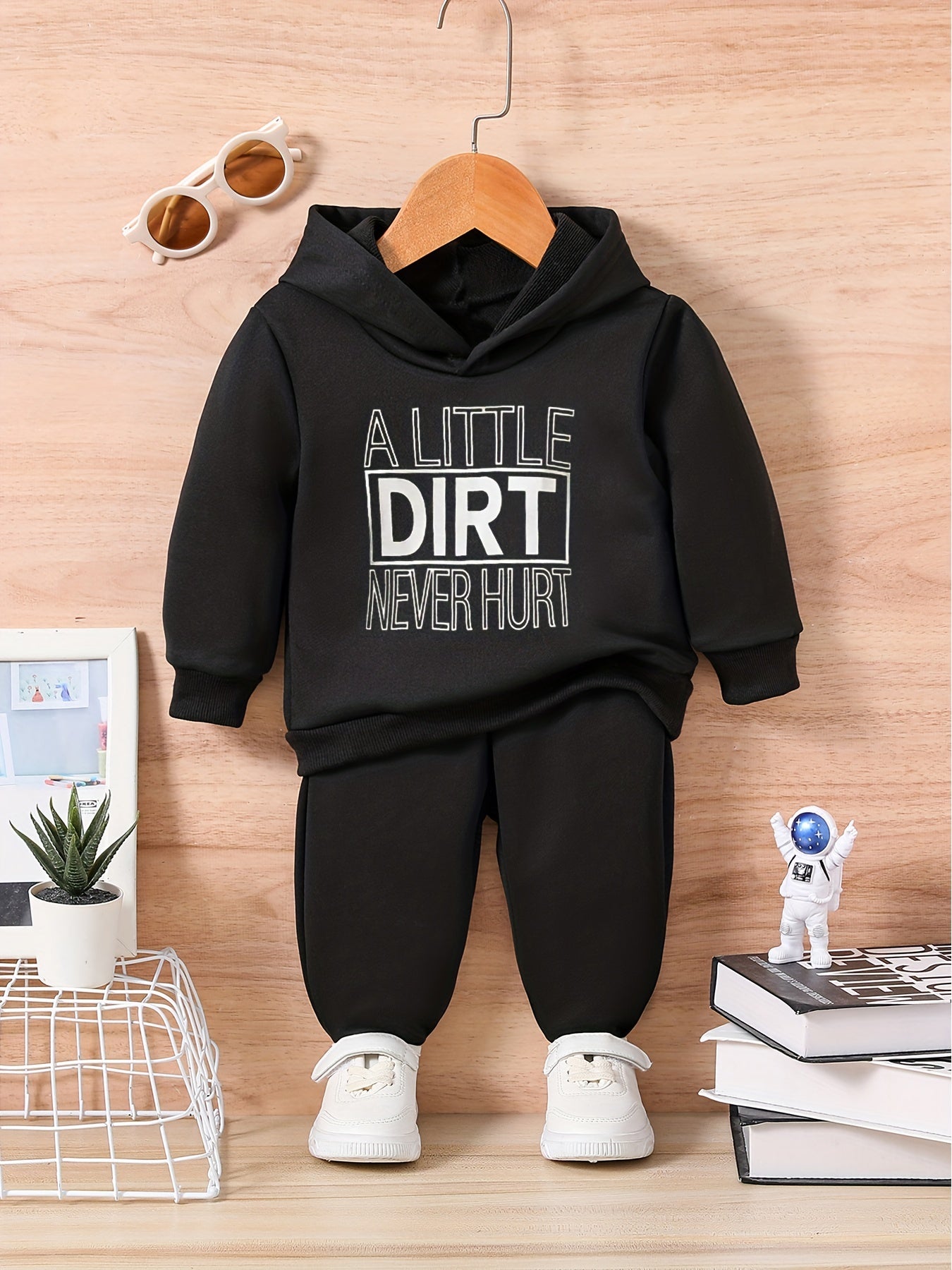 Kids Flower & Letter Stylish Outfit Baby Trousers Sweatshirt Set