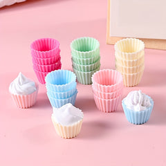 Mini Cake Cup Decorations in Macaron Colors Resin Craft