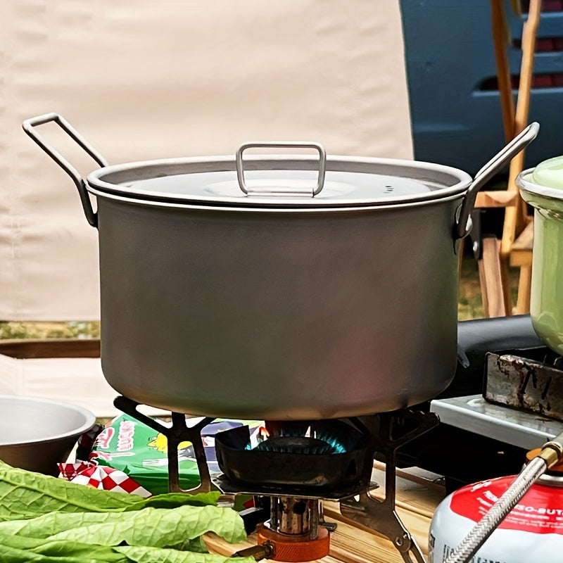 9L Titanium Pot with Foldable Handle & Lid for Camping - Outdoor Tableware