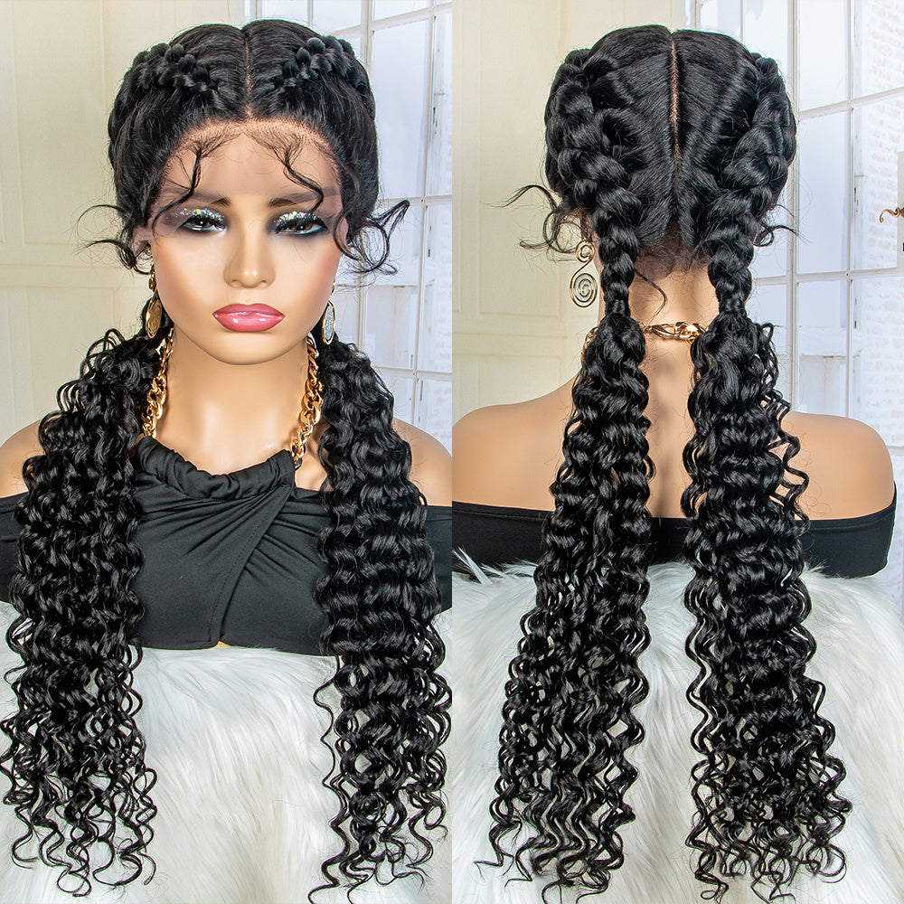 12 Cm Dutch Braid Lace Front Wigs With Baby Hair