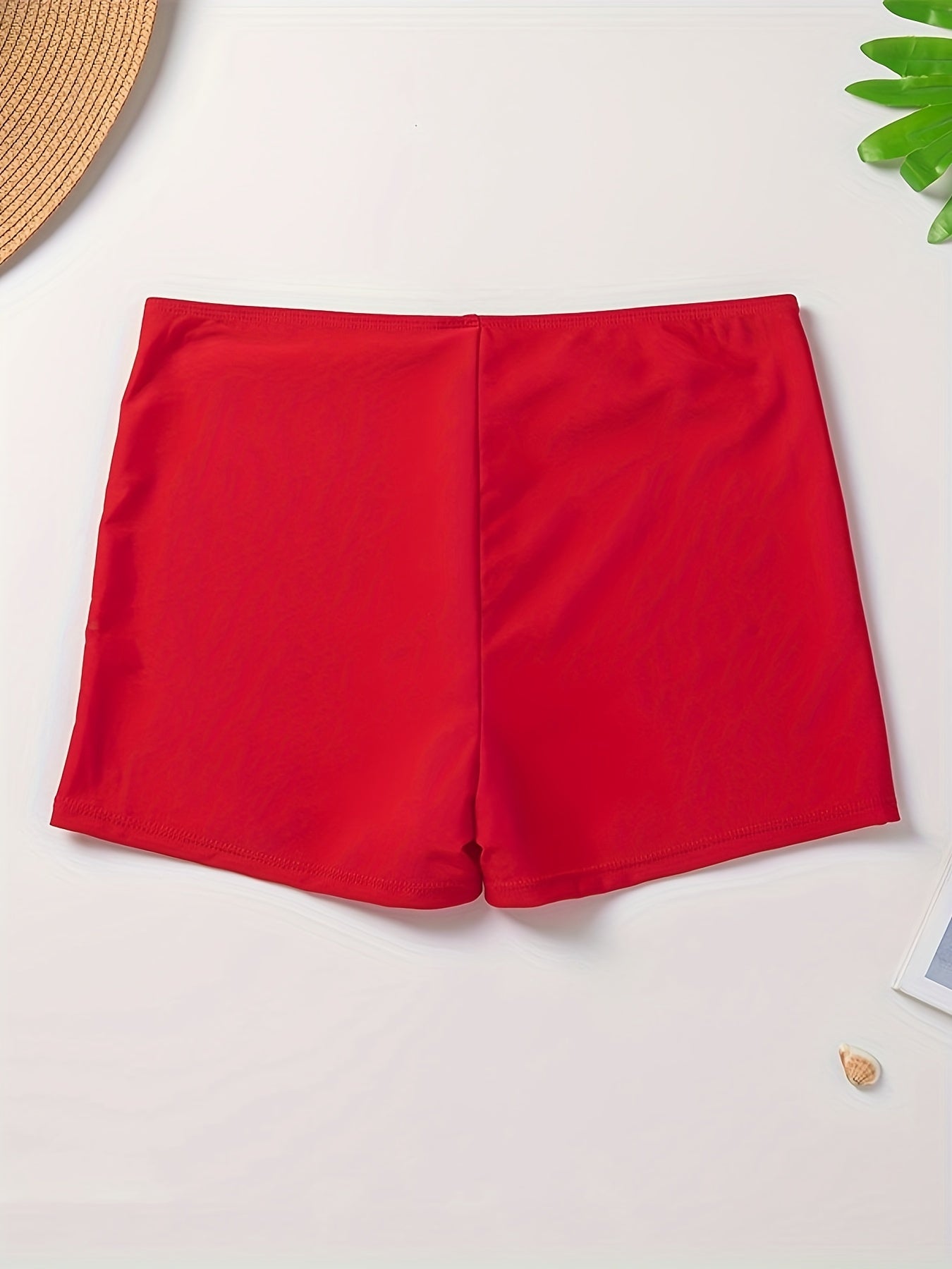 Solid Stretchy Swim Suit Bottoms Elastic Waistband Boxer Trunks